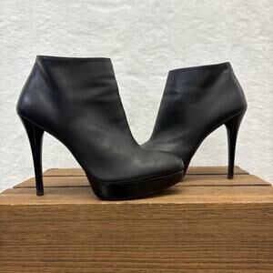 Stuart Weitzman Ankle Boots Napa Leather Black Platform Stiletto Booties 9.5M
